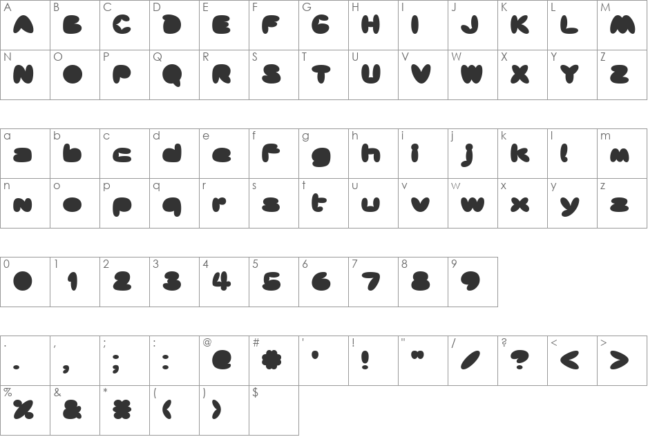 FatfontSolid font character map preview