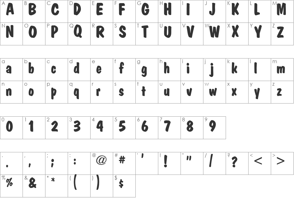 FatMarker font character map preview