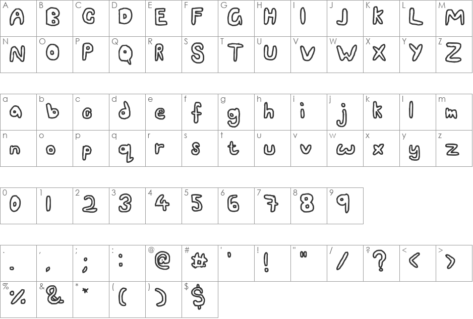 Fatso ;D font character map preview