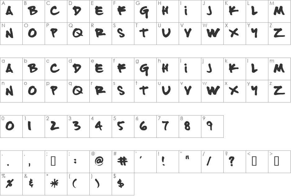 FATTIP font character map preview
