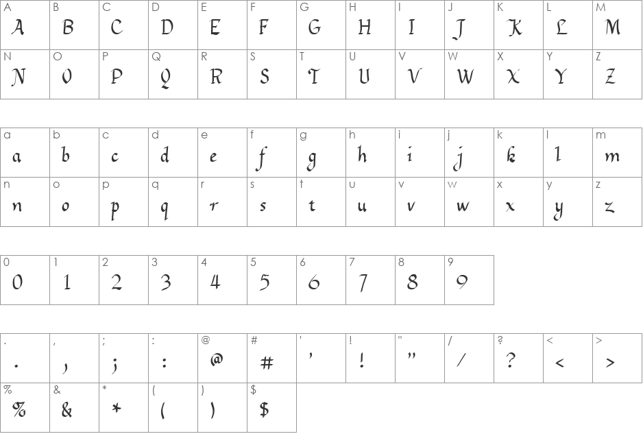 FaustusBold font character map preview