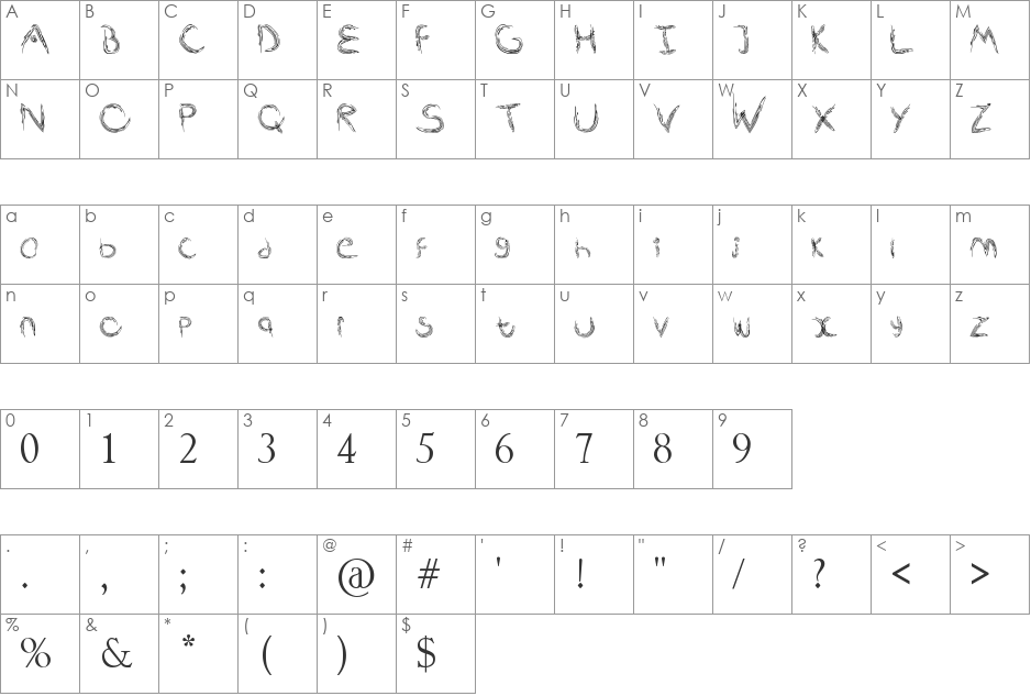 Favicon font character map preview
