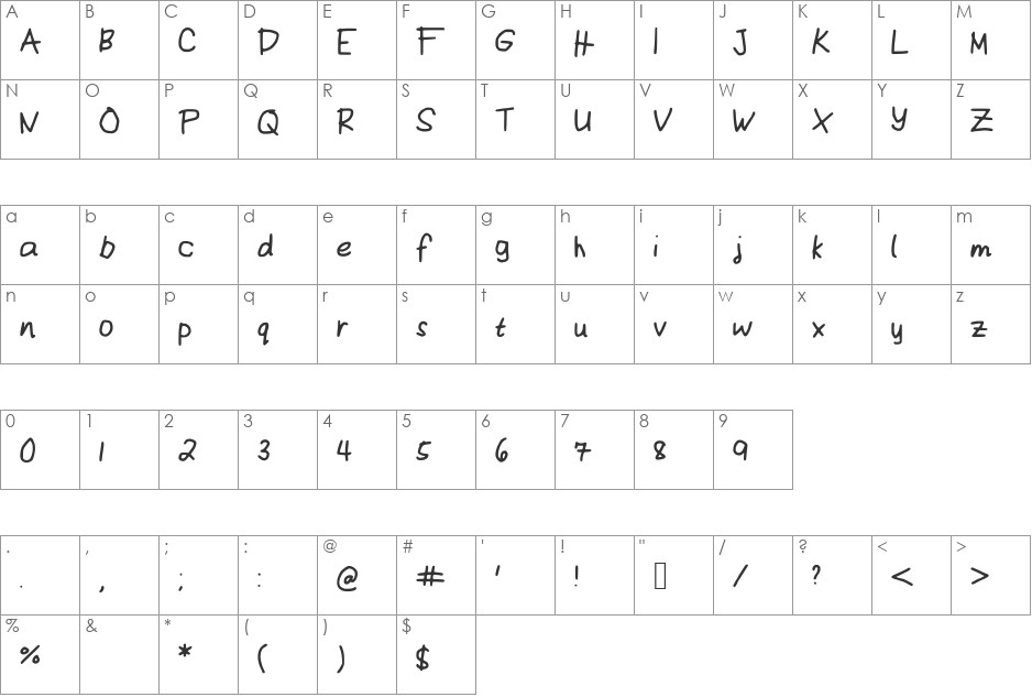 FayesMess font character map preview