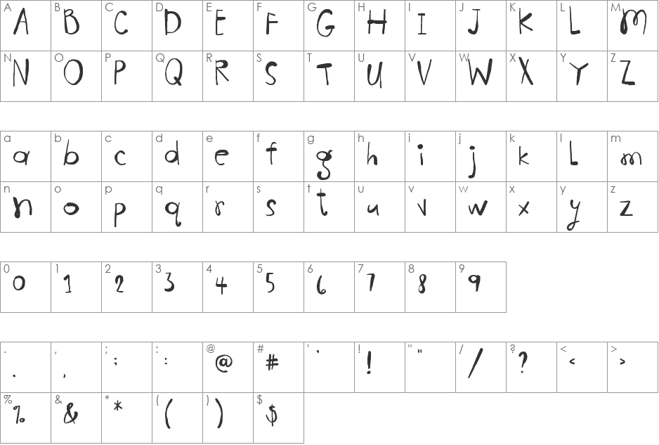 FB Adventure font character map preview
