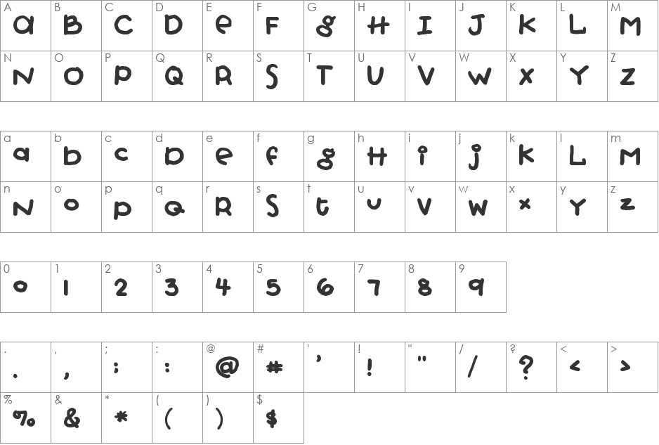 FB Punkypie font character map preview