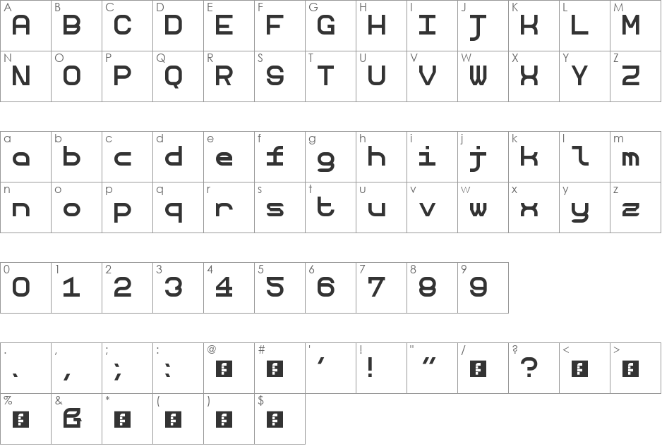 AnakinMono font character map preview