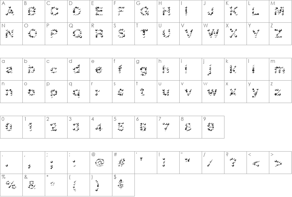FD Funky Dots font character map preview