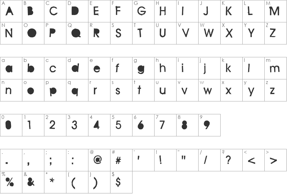 FD Stenciluxe font character map preview