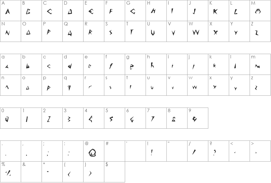 Anak_Muda font character map preview