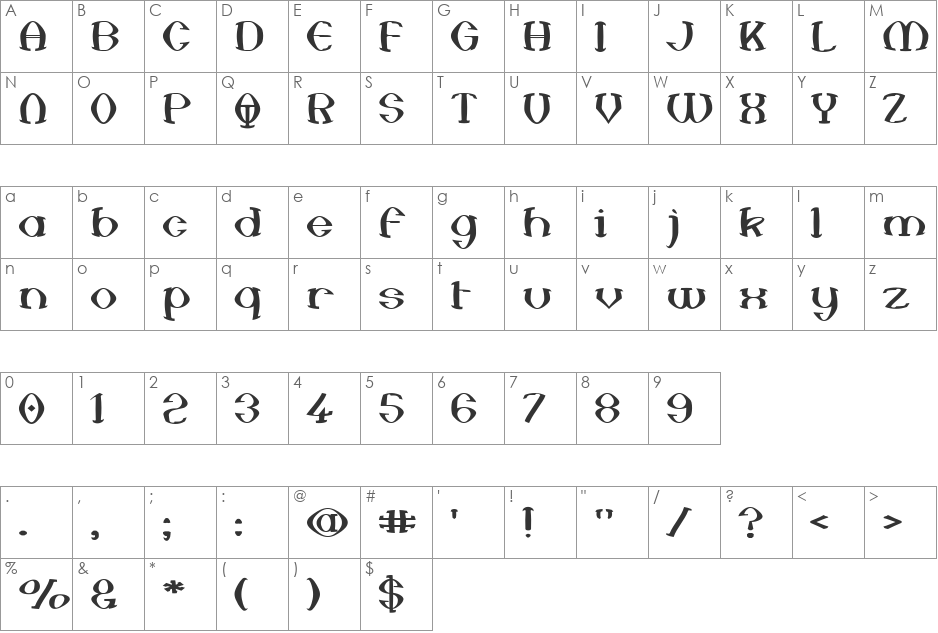 Anal Satisfaction font character map preview