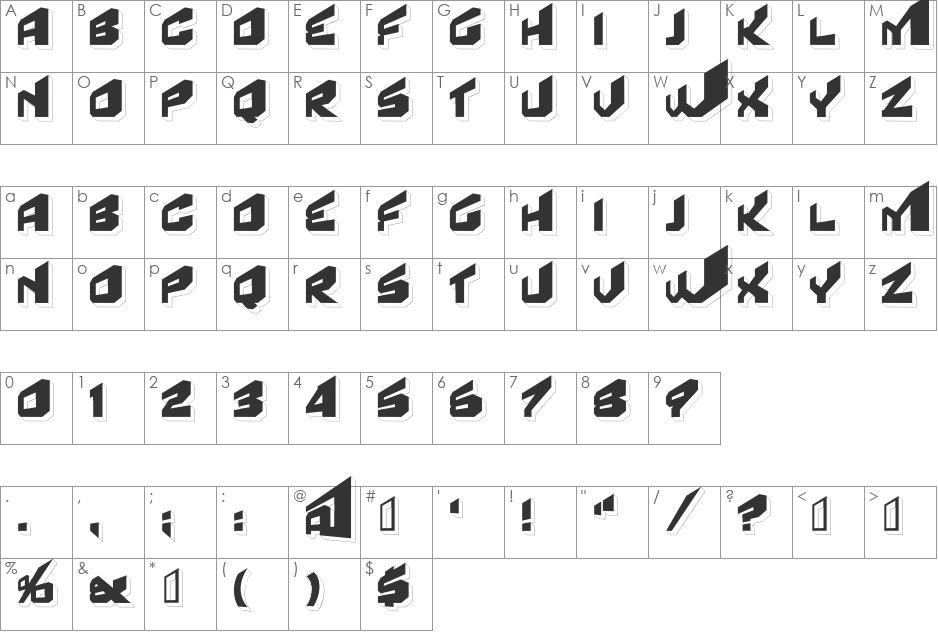 Fear Factor font character map preview