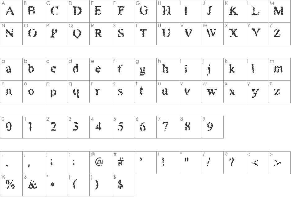 Fear Shiver font character map preview