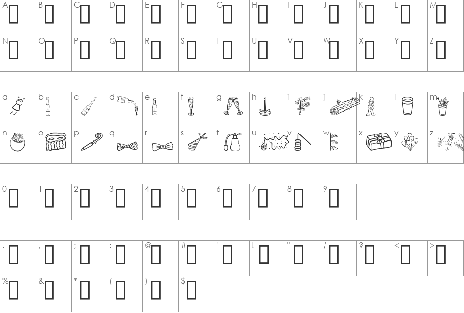 Feast Day font character map preview