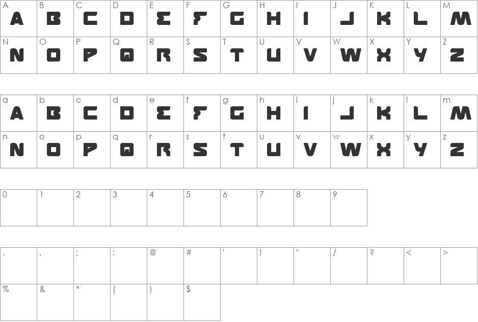 FEATURED font character map preview