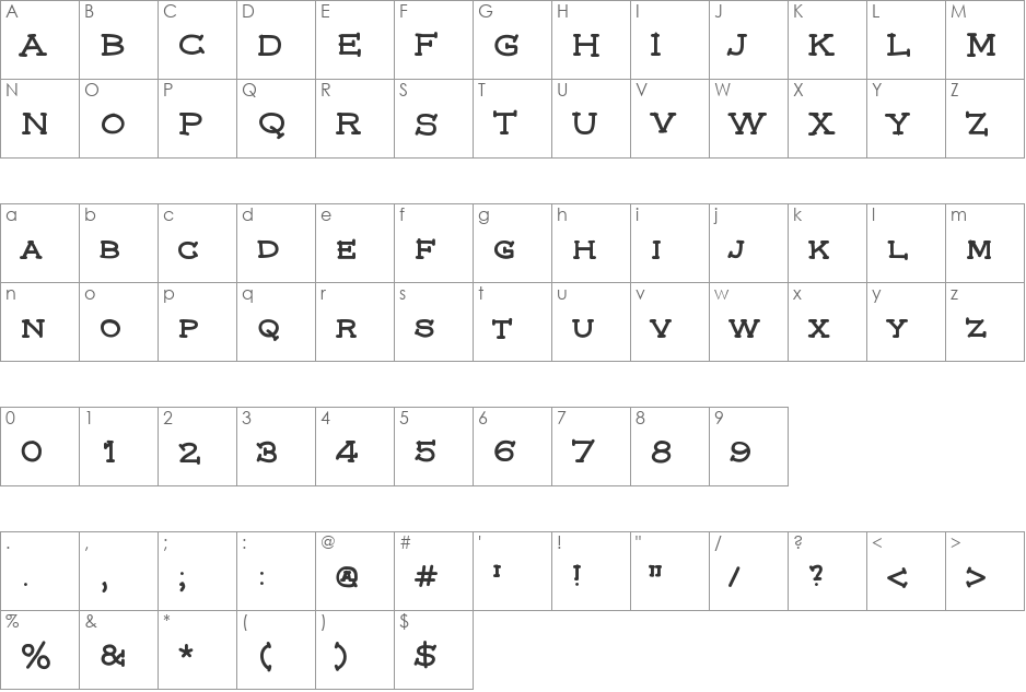 Federal font character map preview