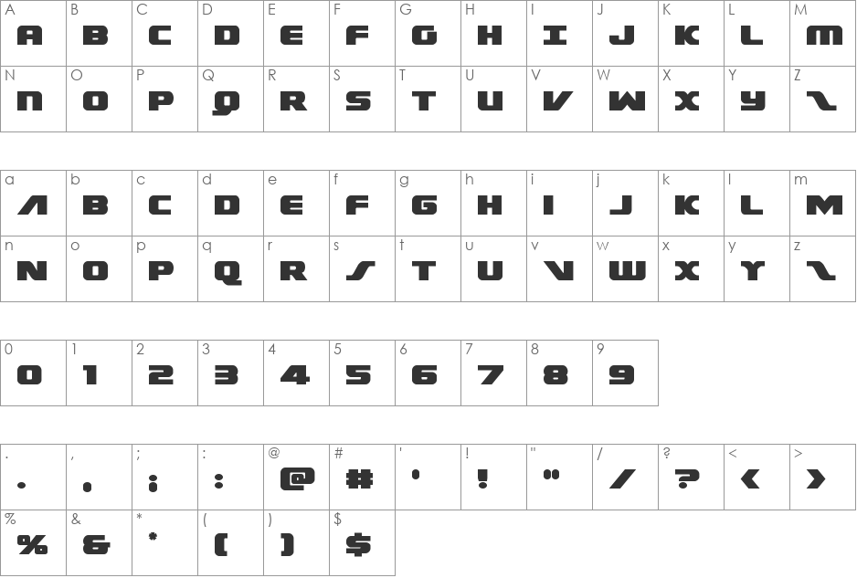 Federal Escort font character map preview