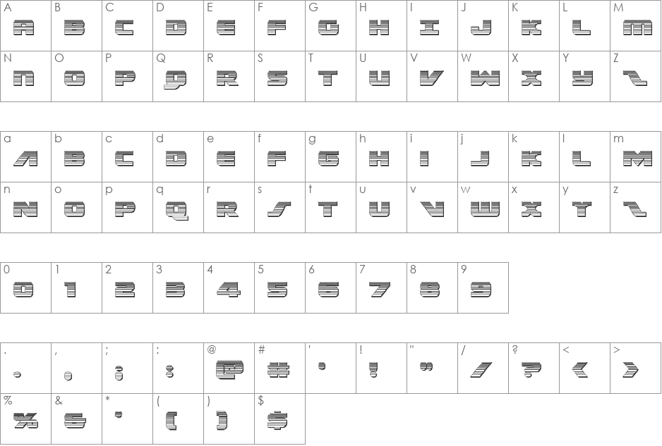 Federal Escort Chrome font character map preview