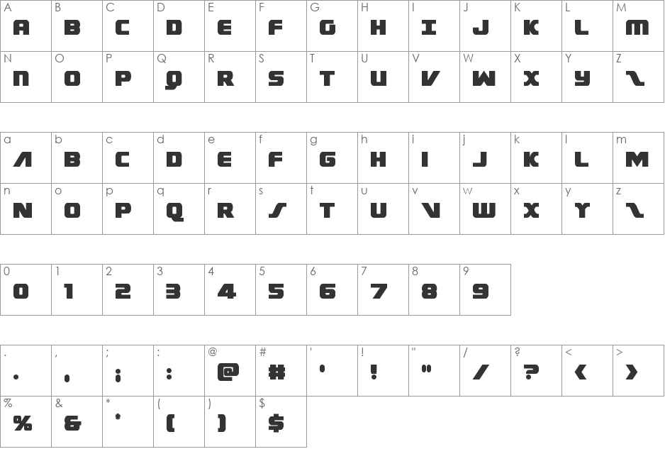 Federal Escort Condensed font character map preview