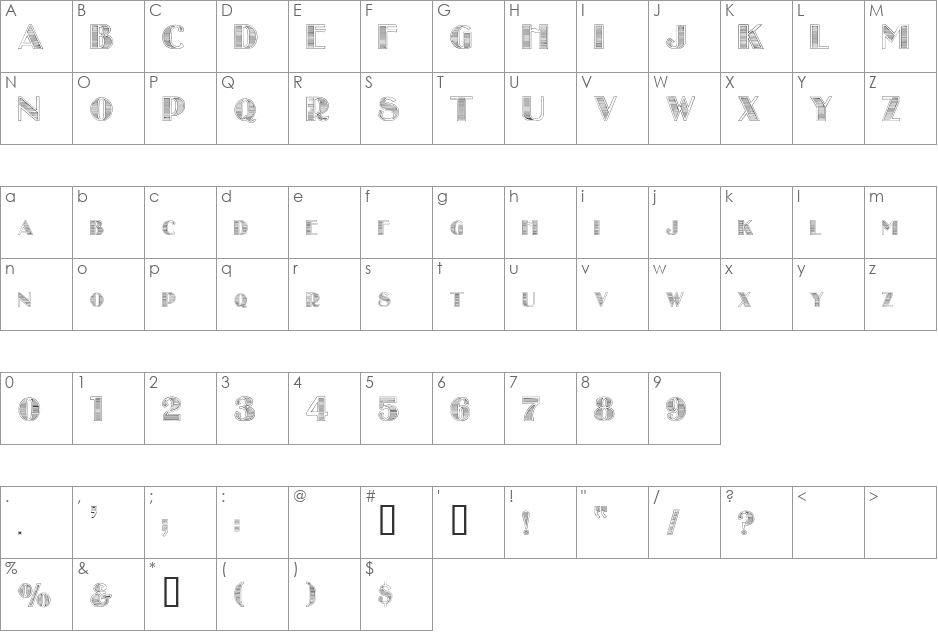 Federal Reserve font character map preview