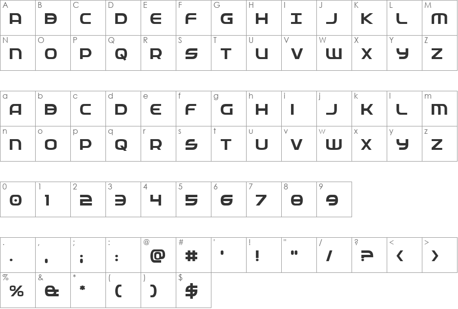 Federal Service font character map preview