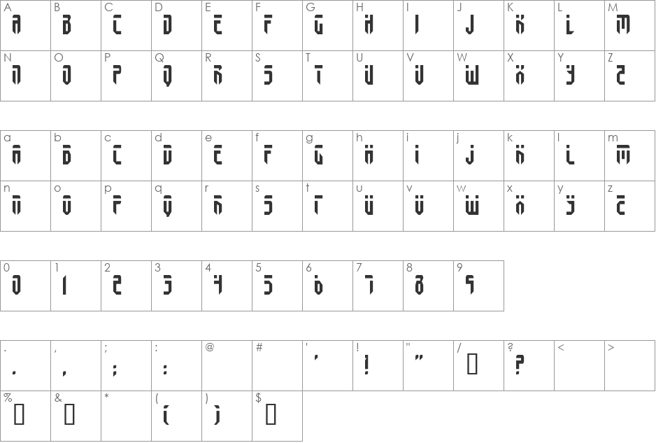 Fedyral font character map preview