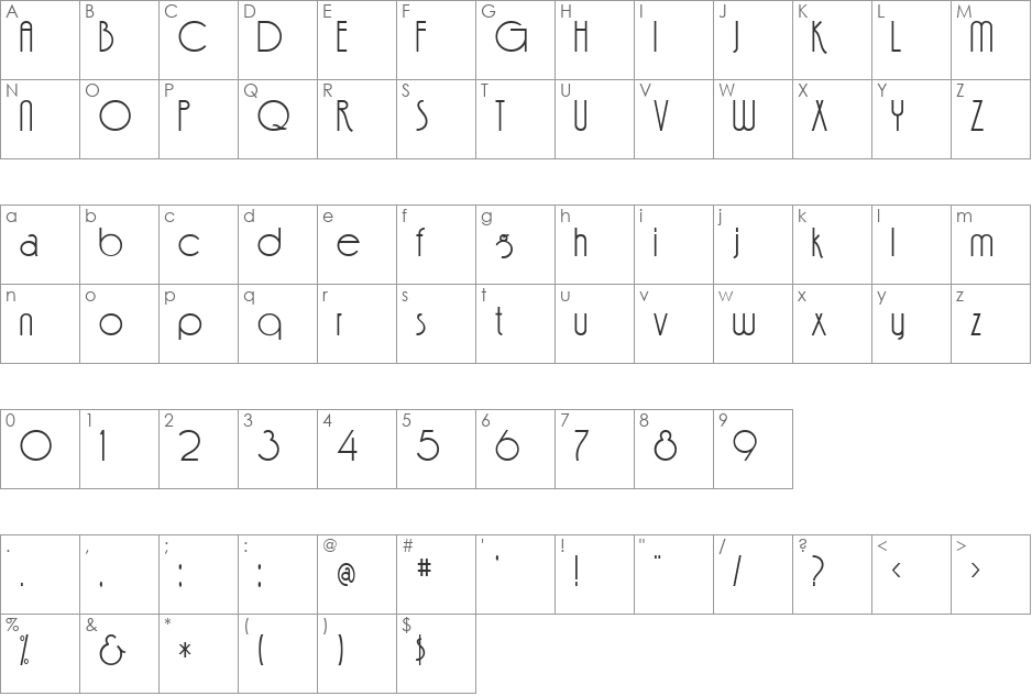 Feena Casual font character map preview