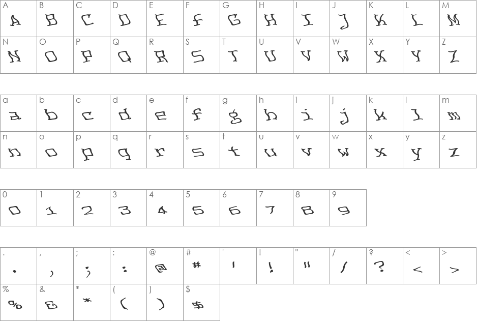 FeggoliteDancing font character map preview