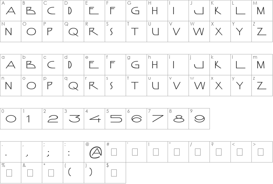 Anamorphos font character map preview
