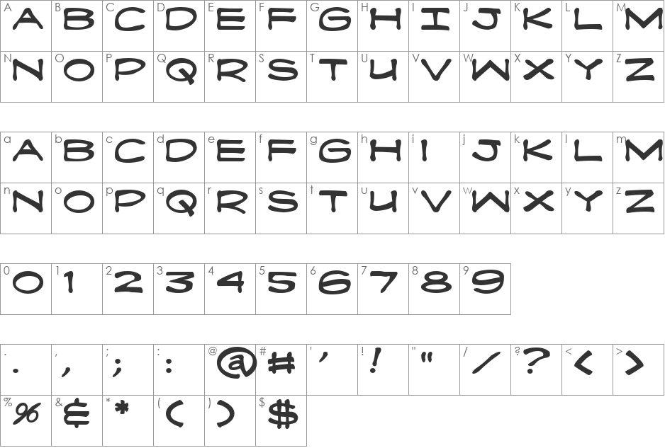 Felecia font character map preview