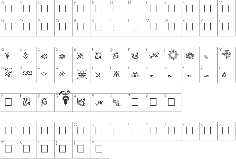 FELIPE font character map preview