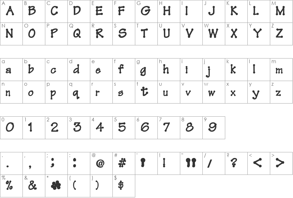 FeltPointNew35 font character map preview