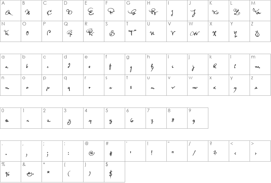 Feltrinelli font character map preview