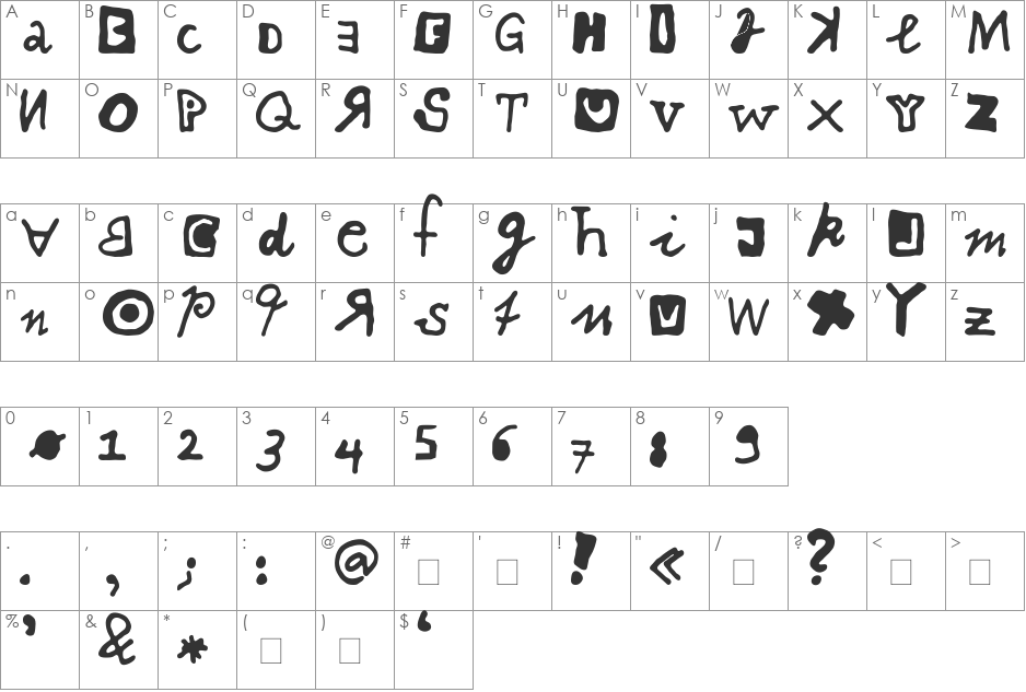 felu font character map preview