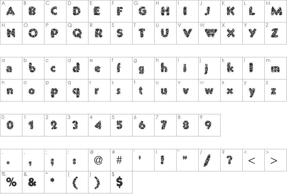 Fencing Tight font character map preview