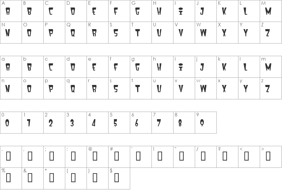 fenix header font character map preview