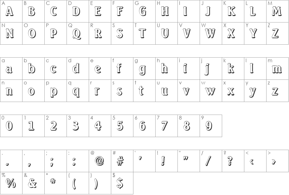 AbelBeckerShadow font character map preview