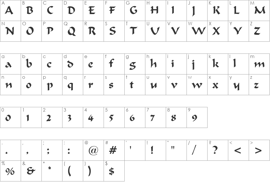 FERGUSON font character map preview