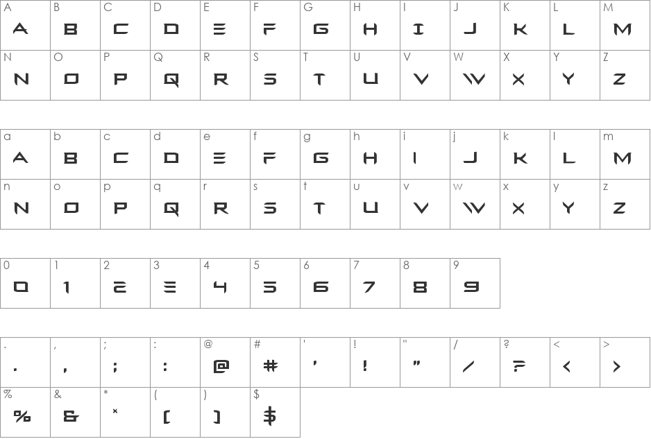 Ferret Face font character map preview