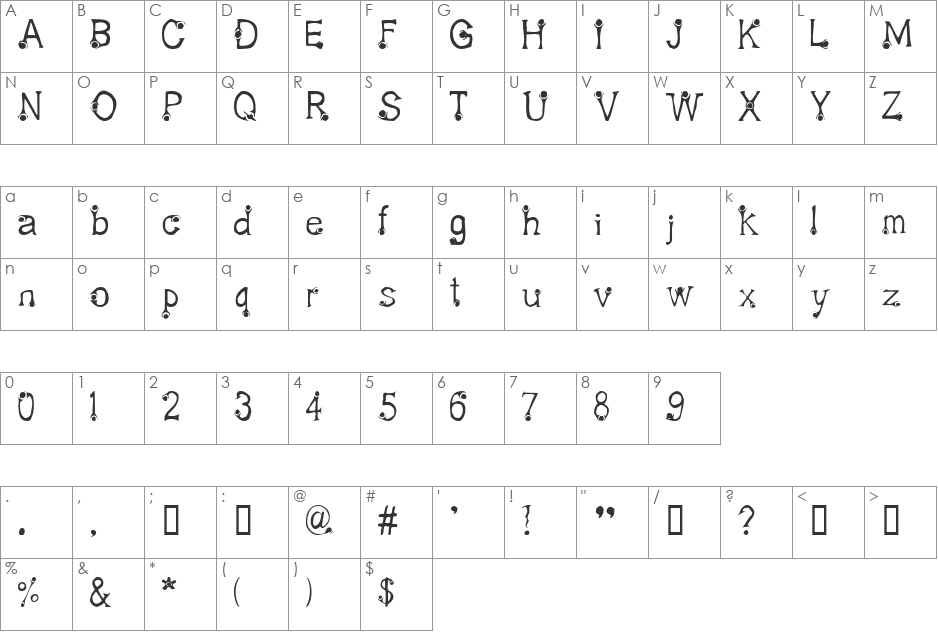 Feta font character map preview