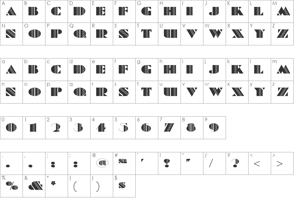 Fete Accompli NF font character map preview