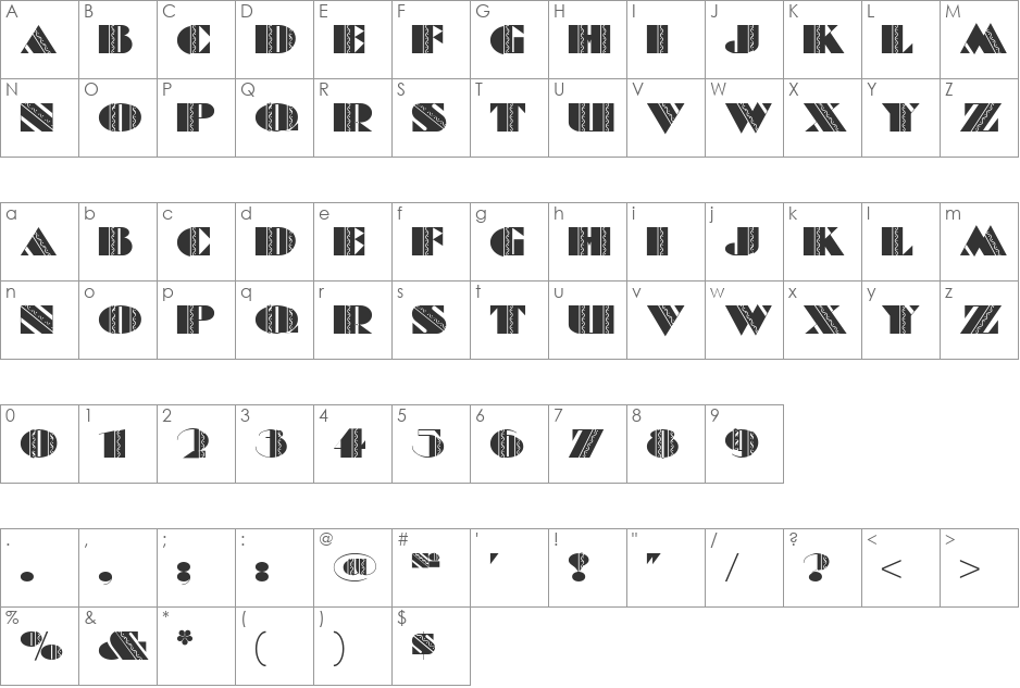 Fete Accompli NF font character map preview