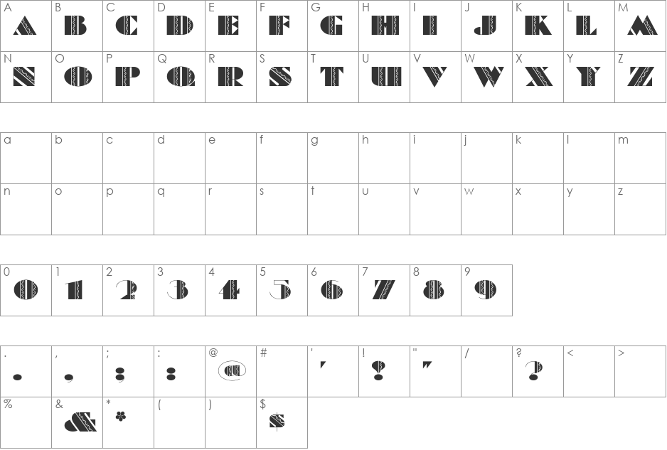 FeteAccompli font character map preview