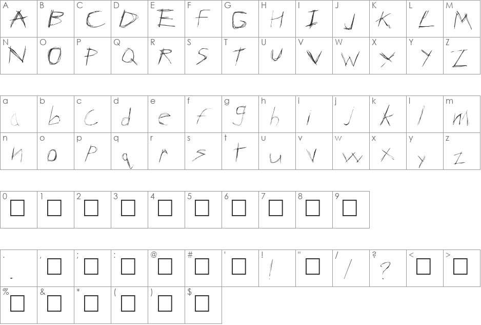 AnArChY font character map preview