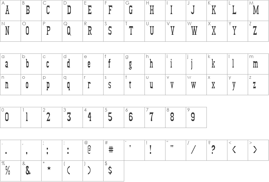 Fezdaz font character map preview