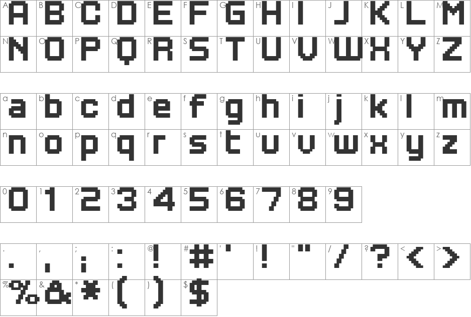 FFF Calypso font character map preview