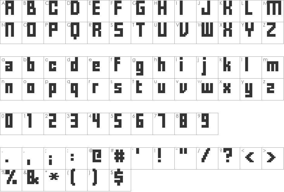 FFF Forward font character map preview