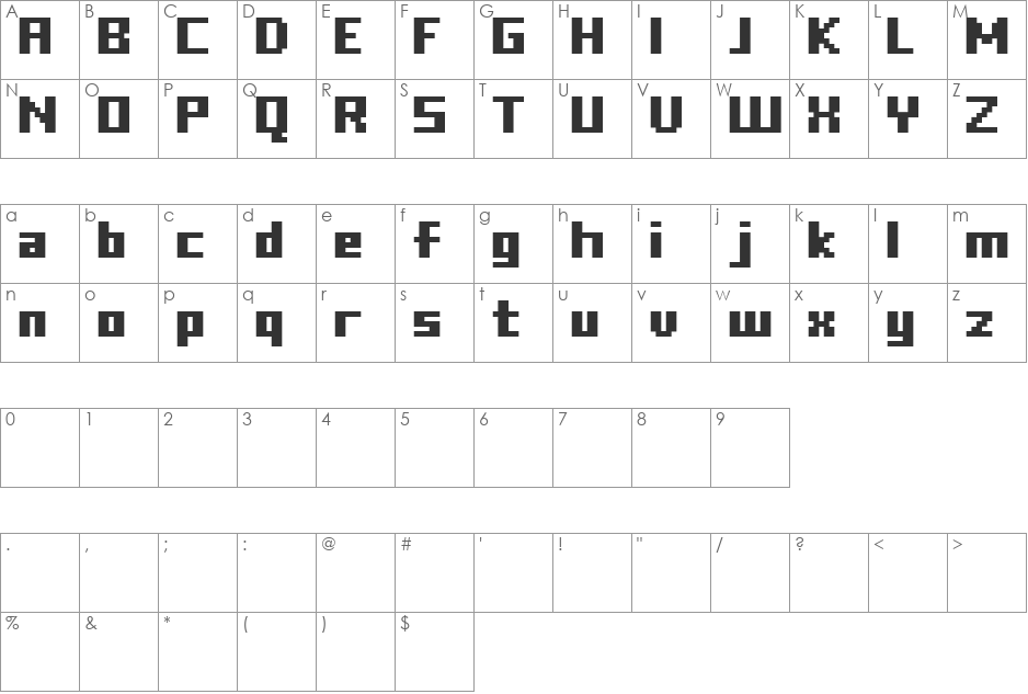 FFF Freedom  font character map preview