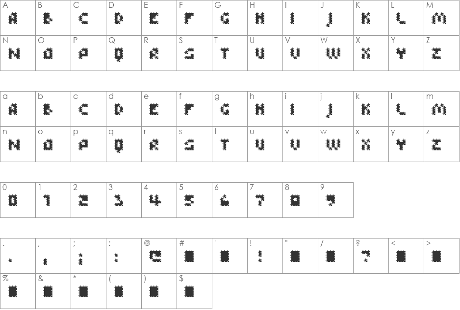 FFU Puzzle font character map preview