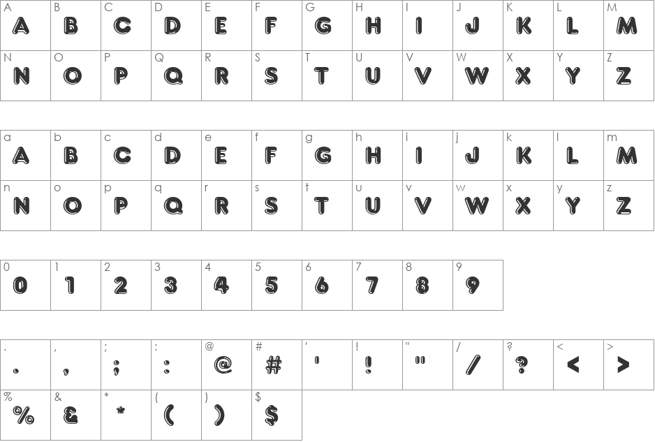 FFX Balloon Engraved font character map preview