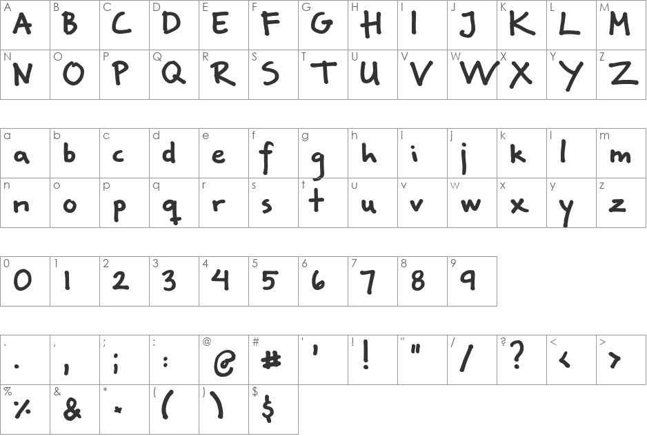 FG Klara font character map preview